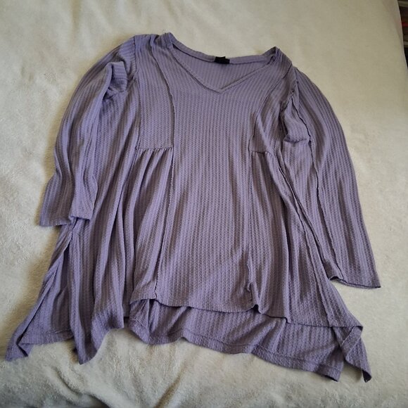 Torrid Women's Size 3X Purple Waffle V-Neck Long Sleeve Sharkbite Tunic Top - Picture 5 of 14